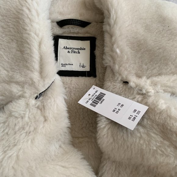 NWT Oversized Short Sherpa-Lined Vegan Leather Coat - Picture 2 of 4